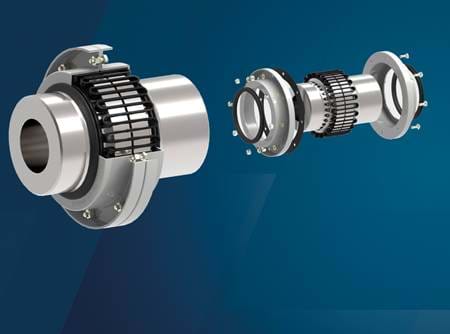 Metal grid coupling on blue background 