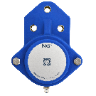 NG waterproof flange bearing F3 Ø30, 3-bolt, closed cover, blue
