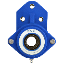 NG waterproof flange bearing F3 Ø30, 3-bolt, open cover, blue