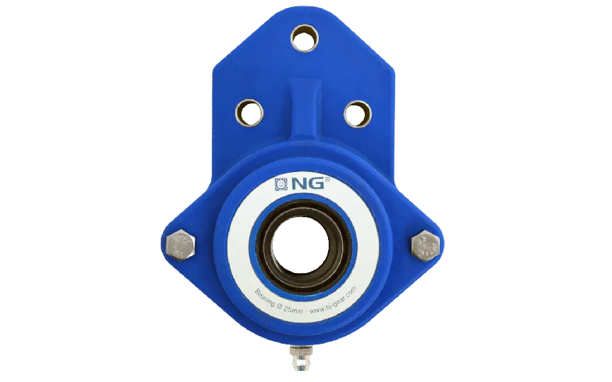 NG waterproof flange bearing F3 Ø30, 3-bolt, open cover, blue