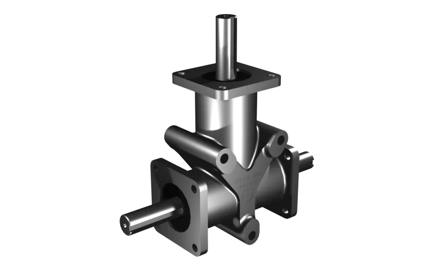 Poggi vinkelgear 5033, R1:2, D1/2, Ø25f7, 3-vejs, Rustfri